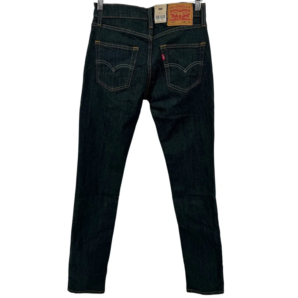 Levi's 511 Slim Jeans Mens 29x34 Dark Wash Indigo Stretch Denim 04511-0408
